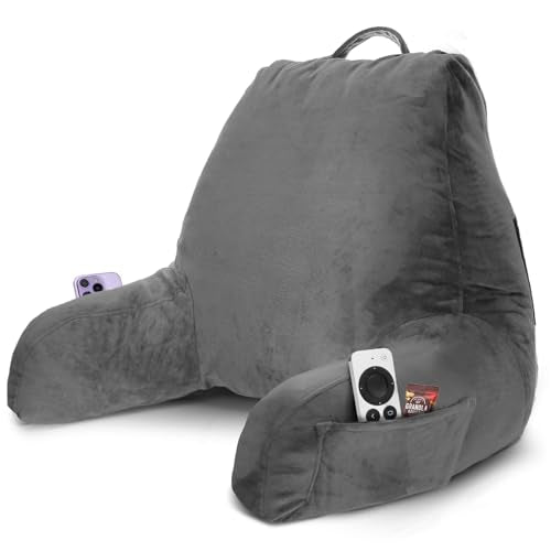 Adjustable Reading Pillow with Arms - 18" Shredded Foam Backrest