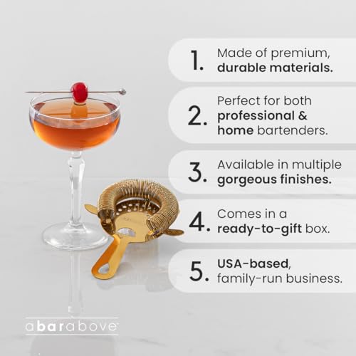 A Bar Above Stainless Steel Cocktail Strainer 4-Prong Hawthorn for Boston Shakers