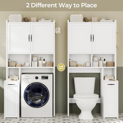 Over-the-Toilet Storage Cabinet with Adjustable Shelves and Casters