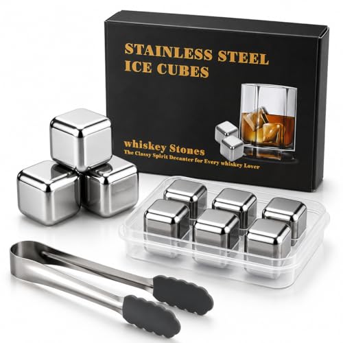 Reusable Stainless Steel Ice Cubes 6 Pack for Whiskey & Cocktails