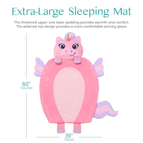 Kids Nap Mat with Pillow and Blanket, 60x39 Inch Portable Sleeping Bag