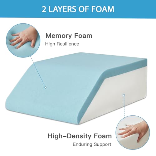 MEGCXIT Memory Foam Leg Elevating Wedge Pillow for Swelling & Recovery