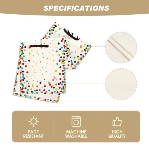 Artoid Mode 13x72 Inch Polka Dot Beige Happy Birthday Table Runner (Pack of 3)