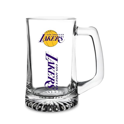 14oz Glass Beer Stein with Professional Team Logo, Heavy-Duty Barware