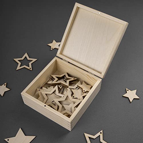 Square Wooden Storage Box with Lid - Unpainted Keepsake Organizer