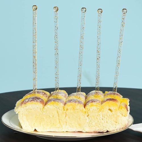 ALINK Gold Glitter Plastic Swizzle Sticks 50 Count, 7.24 Inch Cocktail & Cake Pop Stirrers