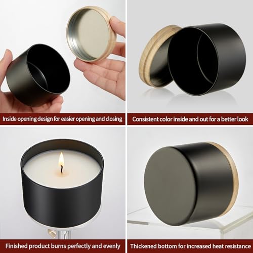 4oz Black Candle Tins with Lids - 12 Pack for Candle Making