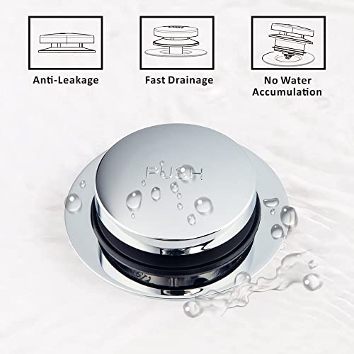 Universal Bathtub Drain Stopper and Cover - Chrome Plated Solid Brass
