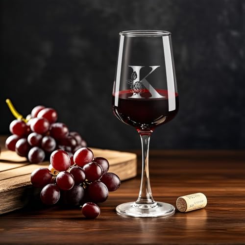 Astonlink Personalized Wine Glass for Women Mom Friend - K Variation, 15.5Oz Custom Gift
