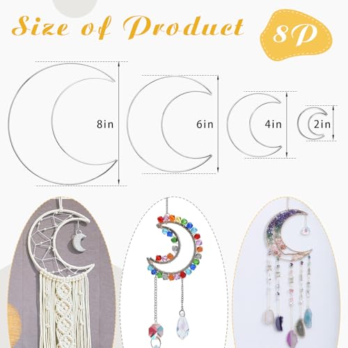 8-Piece Metal Dream Catcher Rings Set, DIY Macrame Hoops in 4 Sizes