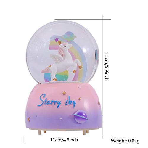 Unicorn Musical Snow Globe with Auto Snowfall and 7-Color LED Light