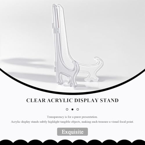 2Pcs 3-Inch Clear Acrylic Easel Stands for Photos, Cards, and Artwork