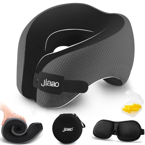 Ergonomic Memory Foam Travel Neck Pillow with Chin Support