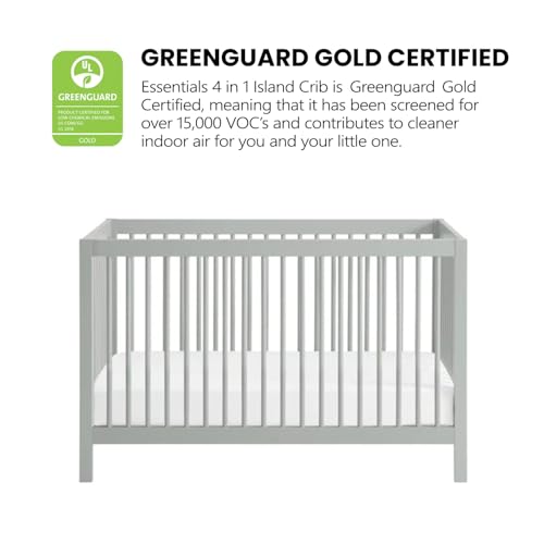 4-in-1 Convertible Baby Crib, Full Size Modern Wood Crib with Round Spindles