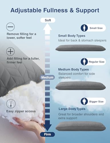 Long Body Pillow with Adjustable Shredded Memory Foam - 20x54 Inch