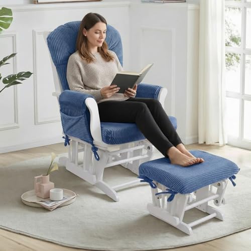 5-Piece Glider Rocker Replacement Cushion Set with Ottoman & Side Pockets
