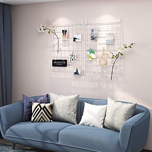 Wire Grid Wall Panel Set - 15.7 x 11.8 Inch Photo Display & Organizer