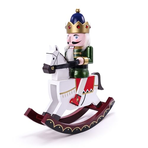 Tngan Red Wooden Rocking Horse Nutcracker Christmas Decor - Soldier Figurine