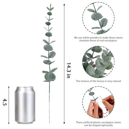 24pcs Artificial Eucalyptus Stems - Faux Greenery Branches for Home Decor