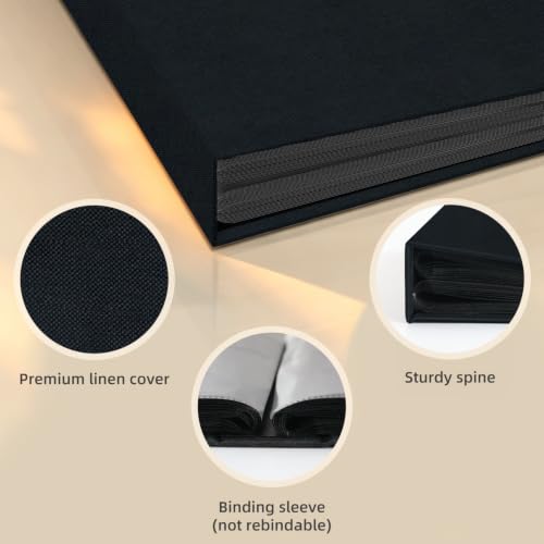 Linen Hardcover 4x6 Photo Album 200 Pockets for Wedding & Family Pictures