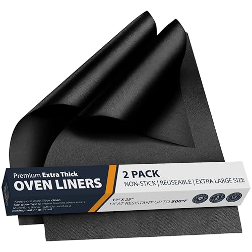 Heavy Duty Non-Stick Oven Liners - 2 Pack 17x25 Inch Reusable Oven Mats