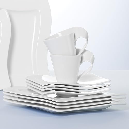Villeroy & Boch NewWave Porcelain Tea Cup & Saucer Set, White, 7x6 in
