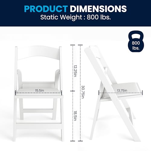 White Resin Folding Chairs - Set of 4 Heavy Duty Event Seating