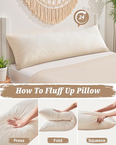 Waffle Weave Body Pillow with Memory Foam Insert, 20x54 Inch