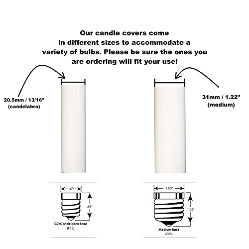 Set of 6 Cream Plastic Candle Covers for E12 Candelabra Sockets