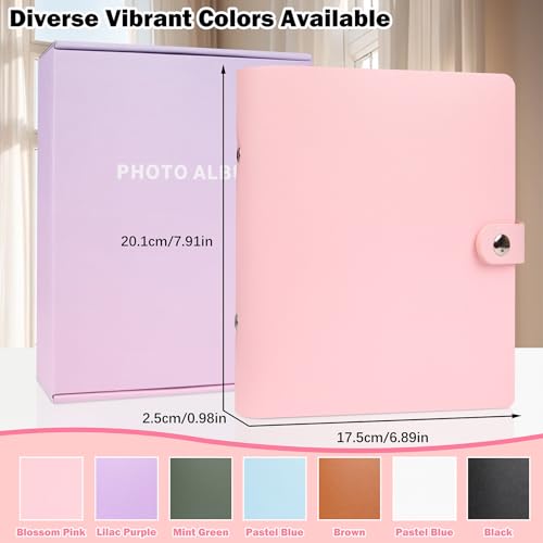 320 Pocket Photo Album for 2x3 Instant Film, PU Leather, Pink