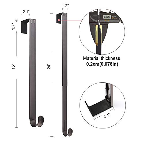 Adjustable Door Wreath Hanger (15"-24"), Heavy Duty 20lb Front Door Hook - Nickel