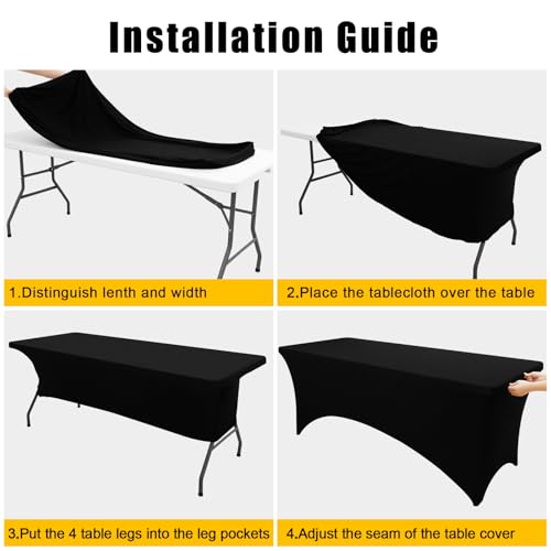 2 Pack 6FT Spandex Fitted Tablecloth, Elastic Stretch Table Cover for Events