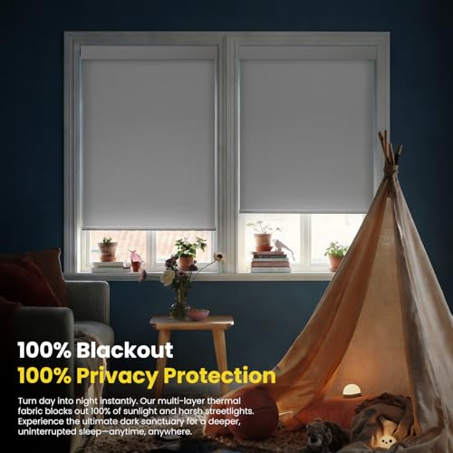 Motorized Cordless Roller Blinds with Remote Control - 34.5x72