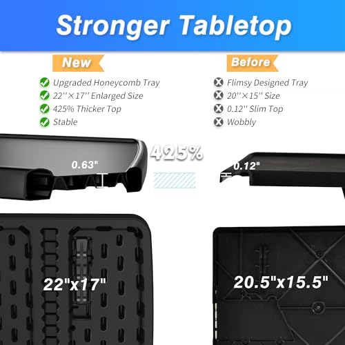 Adjustable Folding TV Tray Table for Eating and Laptop, Large Portable Desk