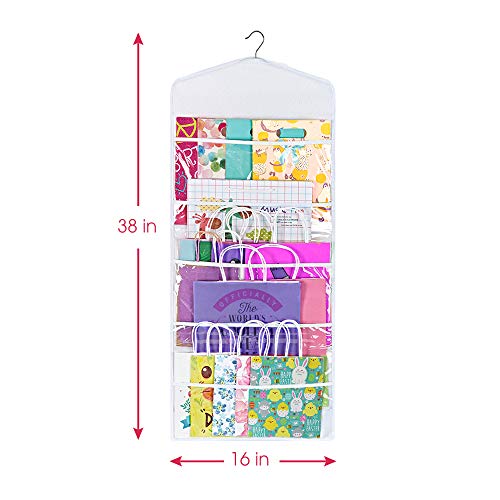 Hanging Gift Bag and Tissue Paper Storage Organizer 38 x 16 Inch White