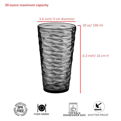 8-Piece Reusable Acrylic Tumbler Set, 14oz and 20oz Shatter-Proof Cups