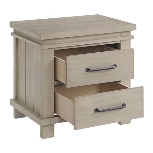 2-Drawer Nursery Nightstand with Soft-Close Glides, Stone Wash Finish