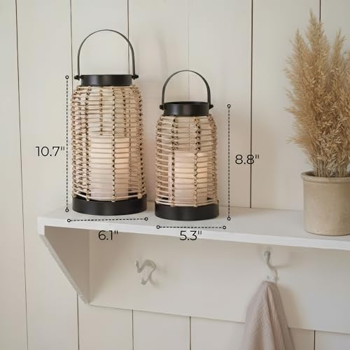 Natural Rattan Lanterns Set of 2 - Chic Boho Decor for Home