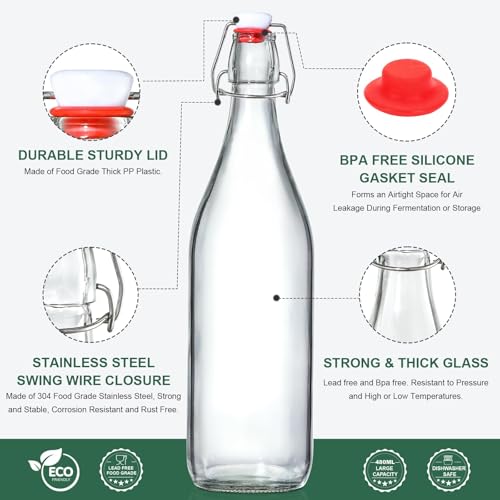 8-Set 16 oz Swing Top Glass Bottles with Airtight Lids for Fermentation