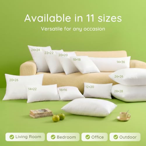 12x20 Lumbar Pillow Inserts Set of 2, Hypoallergenic Decorative Throw Pillows