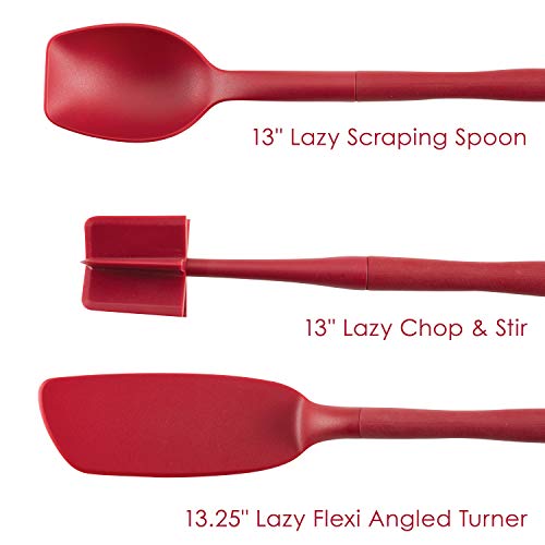 Rachael Ray Tools and Gadgets Lazy Crush & Chop, Flexi Turner, and Scraping Spoon Set / Cooking Utensils - 3 Piece, Red