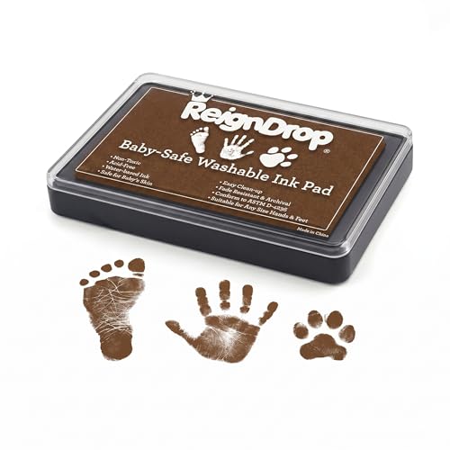 Non-Toxic Baby Ink Pad for Hand and Footprints Keepsake Kit - Brown