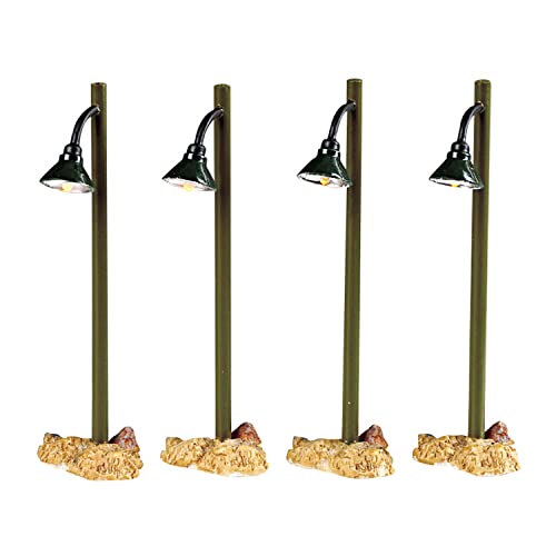 Rustic Lighted Street Lamps Set of 4 for Christmas Village Decor