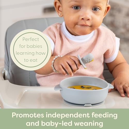 Silicone Baby Spoons with Anti-Choke Barrier for Self-Feeding
