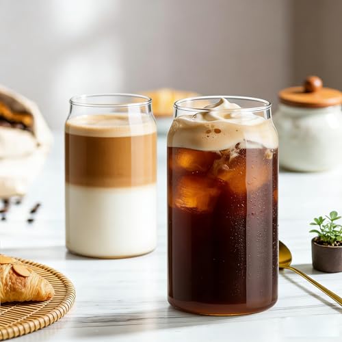 17oz Can Shaped Drinking Glasses Set of 10, Clear Glass Tumblers for Iced Coffee