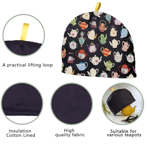 Vintage Print Cotton Tea Cozy, Insulated Teapot Cover 32cm x 22.5cm