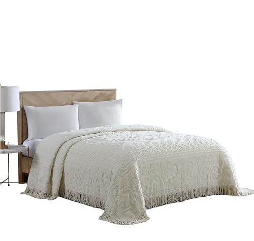 Beatrice Home Fashions King Cotton Chenille Bedspread - Ivory Medallion