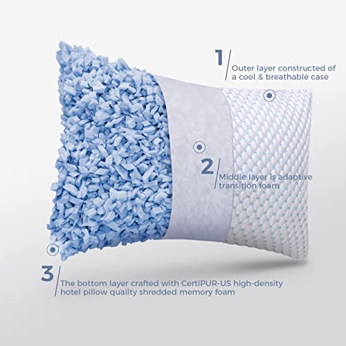 OSBED Shredded Memory Foam Queen Pillows Set of 2 - Cooling & Adjustable Loft