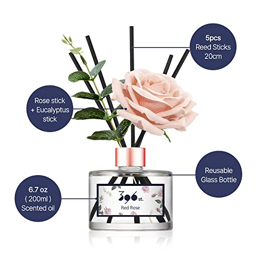 Red Rose Reed Diffuser Set - 200ml Fragrance Oil with Decorative Sticks