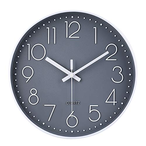 12-Inch Non-Ticking Silent Wall Clock - Modern Battery Operated Round Clock